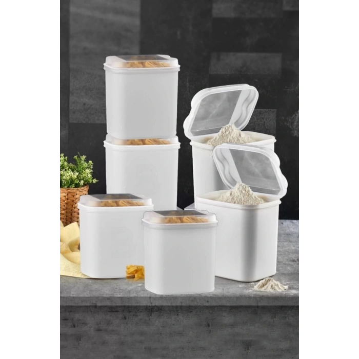 Kitchen Trend  Un Ve Bakliyat Kabı 4,5 Litre Beyaz 6lı