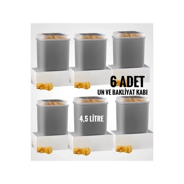 Vip Ahmet Un Ve Bakliyat Kabı 4,5 Litre Gri 6 Adet