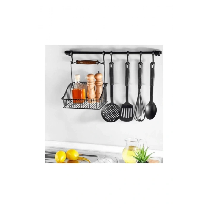 Ferforje 20x20 Sepet + 53 Cm Çubuk 6 Adet Kanca Ikea Model Set