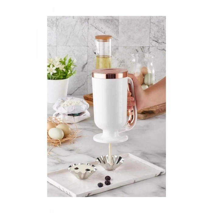 Hamur Dağıtıcı Pancake Krep Akıtıcı Ölçekli Pratik Beyaz Gold Rose