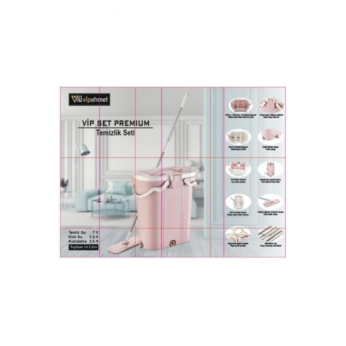 Yeni Nesil Premium Tablet Mop Spin Temizlik Seti 14 Lt