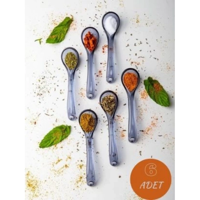 6 Adet Füme Servis ve Baharat Kaşığı - Kahvaltılık Bal Kaşığı Şeker Reçel Servis Kaşığı