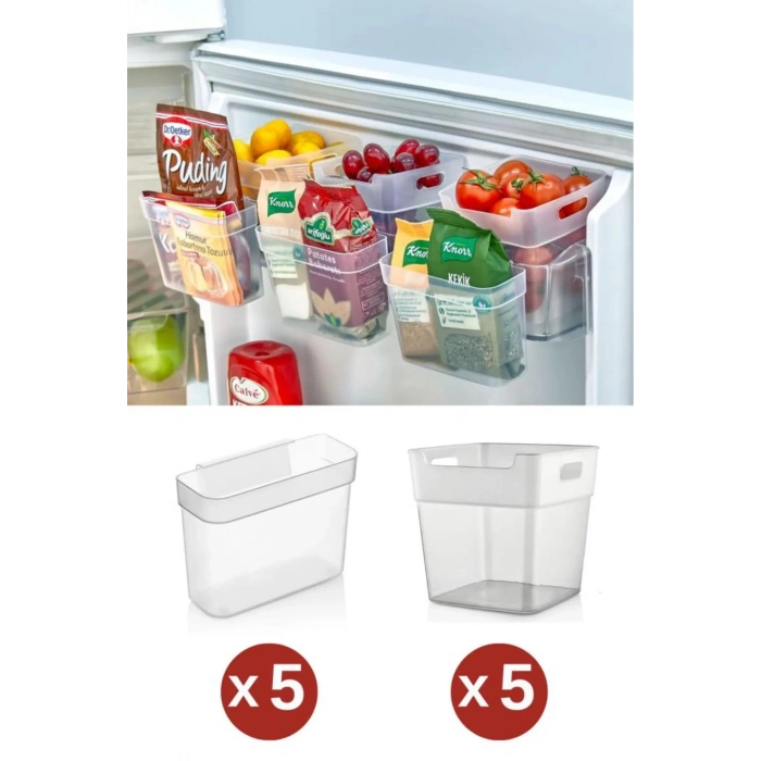 8 Adet Buzdolabı Düzenleyici, Çok Amaçlı Kutu, Kapak Çekmece Dolap İçi Organizer 10’lu Set