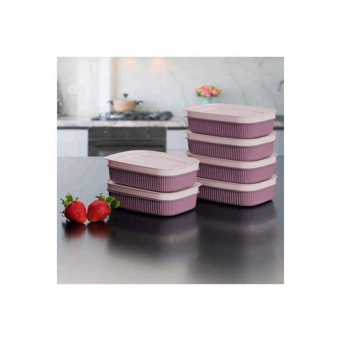 3 Adet  Özel Tasarım Kapaklı Shell Storage Box- Saklama Kabı - Kahvaltılık Seti - 600 ml - PEMBE