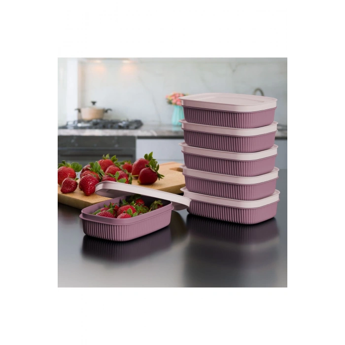 3 Adet  Özel Tasarım Kapaklı Shell Storage Box- Saklama Kabı - Kahvaltılık Seti - 600 ml - PEMBE