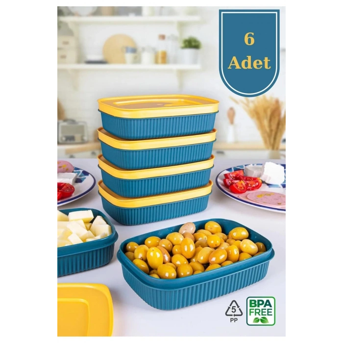 6 Adet  Özel Tasarım Kapaklı Shell Storage Box- Saklama Kabı - Kahvaltılık Seti - 600 ml - YEŞİL