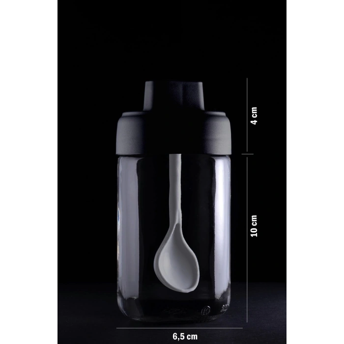12 Li Kapağı Kendinden Kaşıklı Cam Baharat Takımı Kilitli Kapak-300 ml Baharatlık Baharat Seti