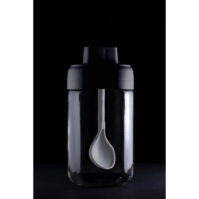 12 Li Kapağı Kendinden Kaşıklı Cam Baharat Takımı Kilitli Kapak-300 ml Baharatlık Baharat Seti