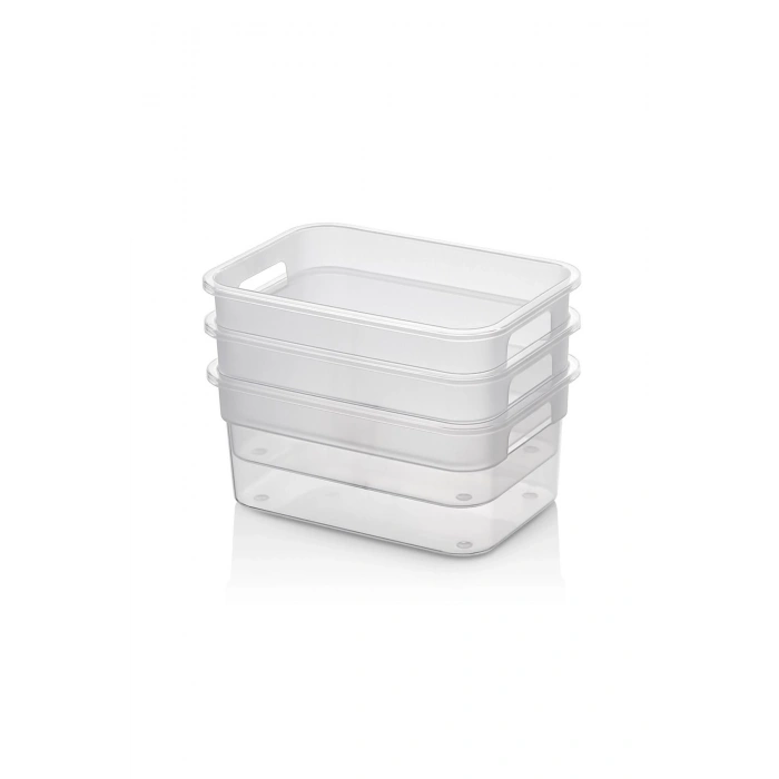 3 Adet 950 ML Eco Organizer Buzdolabı Düzenleyici Dolapiçi Çekmece Düzenleyici - ŞEFFAF
