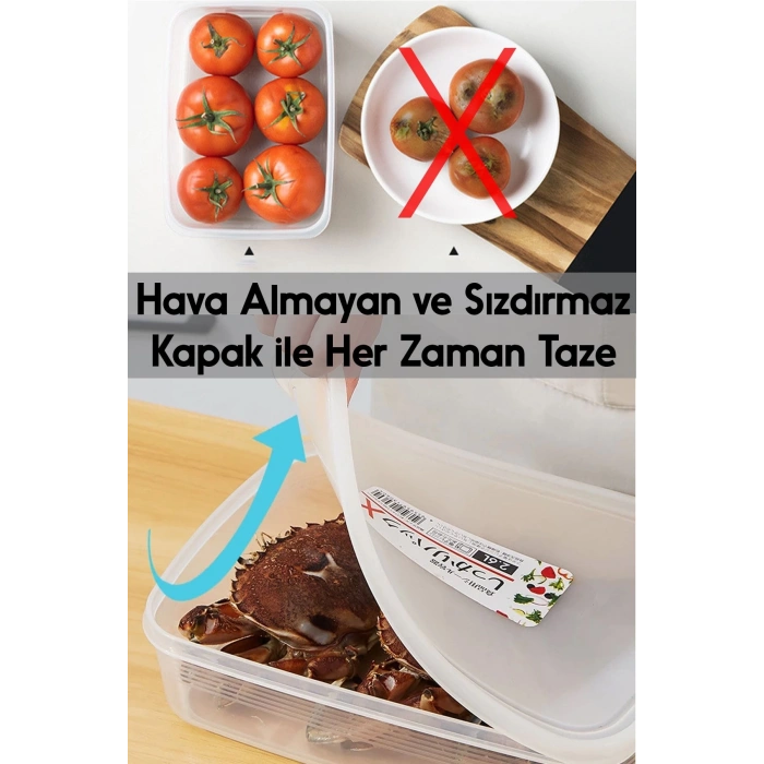 6 Adet 3.5 Litre Hava Almaz Çok Amaçlı Erzak Saklama Kabı Buzdolabı Organizeri