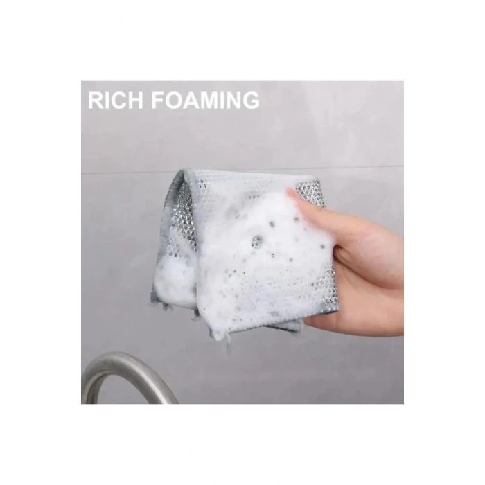Inox Tel Bez Bulaşık Bezi, Zor Kir Bezi, Mutfak Banyo Bezi Çift Katlı Çok Amaçlı Bez 3 Adet