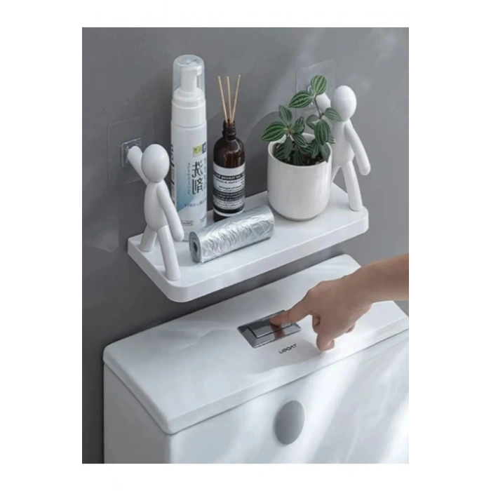 Banyo Rafı Sevimli Obje İnsan Dekoratif Kendinden Yapışkanlı Banyo Düzenleyici Banyo Askısı - 1 ADET