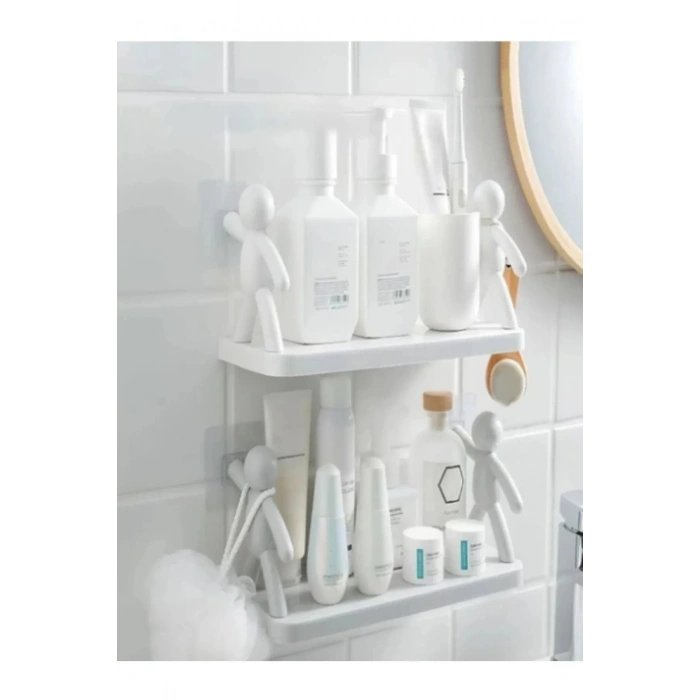Banyo Rafı Sevimli Obje İnsan Dekoratif Kendinden Yapışkanlı Banyo Düzenleyici Banyo Askısı - 2 ADET