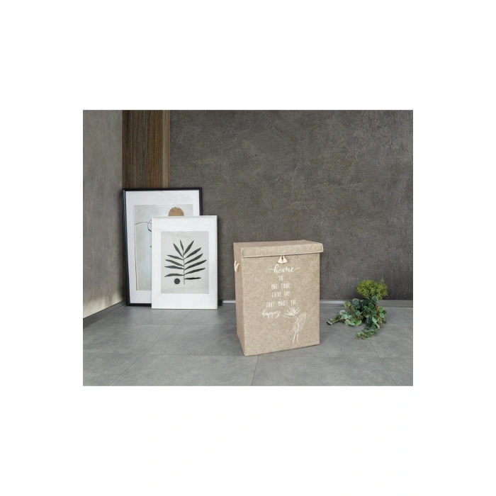 Gri Keçe Kapaklı Mega Kutu Çamaşır Sepeti Eşya Saklama Kutusu 55x41x30 Cm - ECOLUX