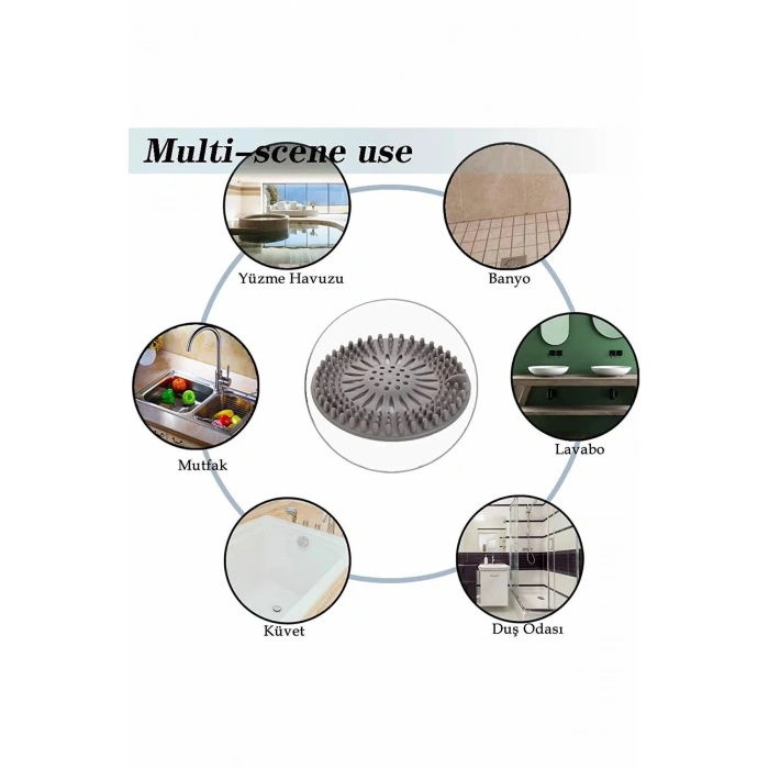 Süzgeçli Silikon Lavabo Ve Küvet Tıkacı Yuvarlak Lavabo Tıkacı Süzgeç Banyo Süzgeç- ECOLUX