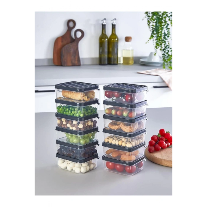 12 Adet Kapaklı Şeffaf Kahvaltı Seti / Saklama Kabı Set - ecolux
