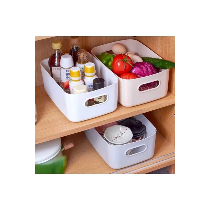 4 Adet ECO+ 3.5 Lt Dolap Içi, Buzdolabı Düzenleyici, Banyo, Mutfak Organizer BEYAZ 24cm16cm11cm