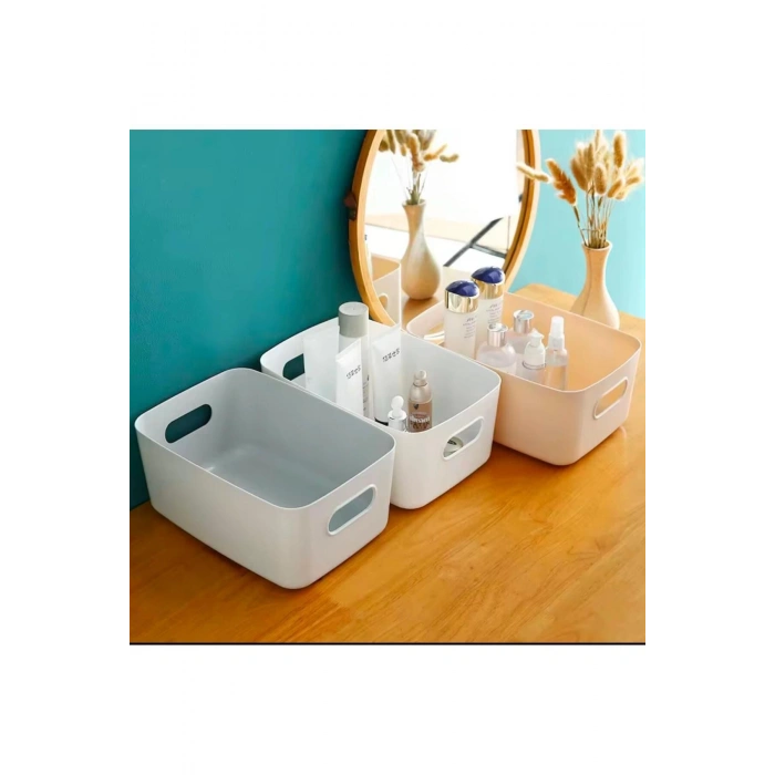 4 Adet ECO+ 3.5 Lt Dolap Içi, Buzdolabı Düzenleyici, Banyo, Mutfak Organizer BEYAZ 24cm16cm11cm