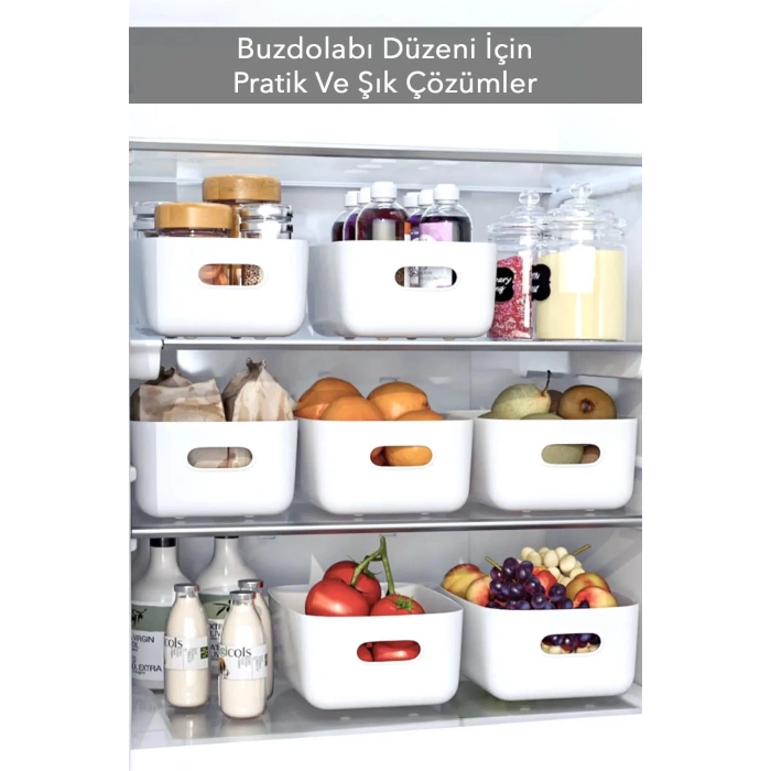 6 Adet 3.5 Lt Dolap Içi, Buzdolabı Düzenleyici, Banyo, Mutfak Organizeri Sepet BEYAZ 24cm16cm11cm