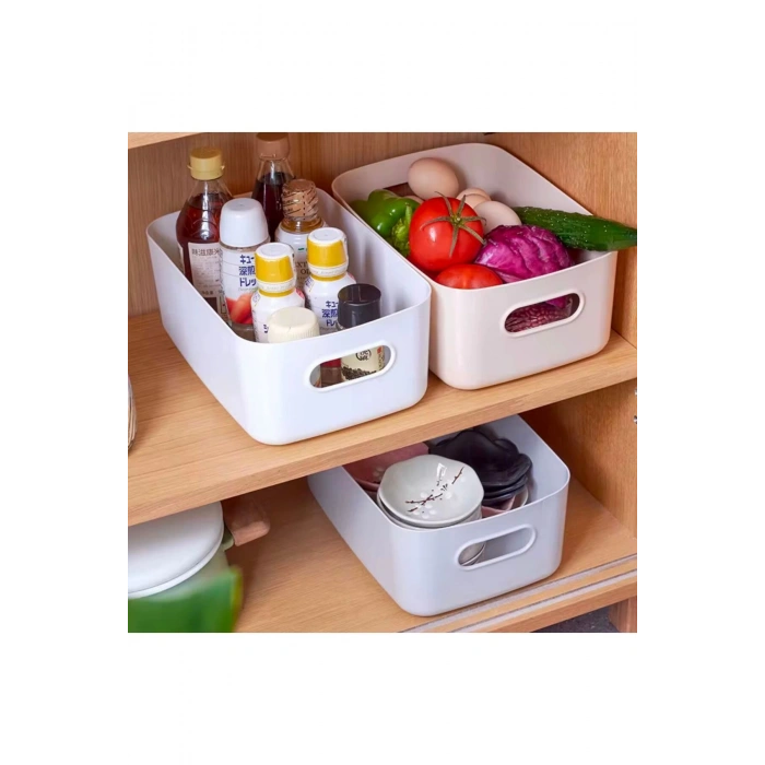 6 ADET 3,5 LİTRE BEYAZ SEPET MASA ÜSTÜ ÇOK AMAÇLI ORGANİZER 24 CM 16 CM 11 CM