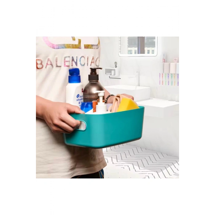 3.5 Lt Beyaz 4 Adet Banyo Düzenleyici Sepet, Banyo Ve Mutfak Organizer 24x16x11 cm