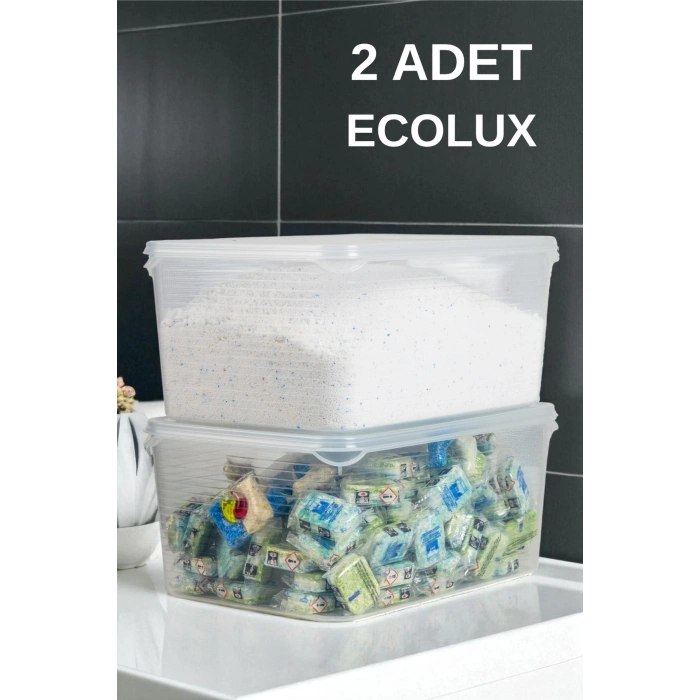 2 Adet 6 Litre Hava Almaz Kapaklı Tablet Deterjanlık, Toz Deterjanlık, Banyo Düzenleyici