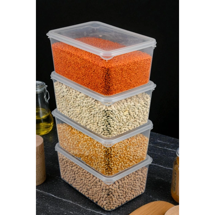 4lü Set 6 Litre Mega Boy Erzak Saklama Kabı