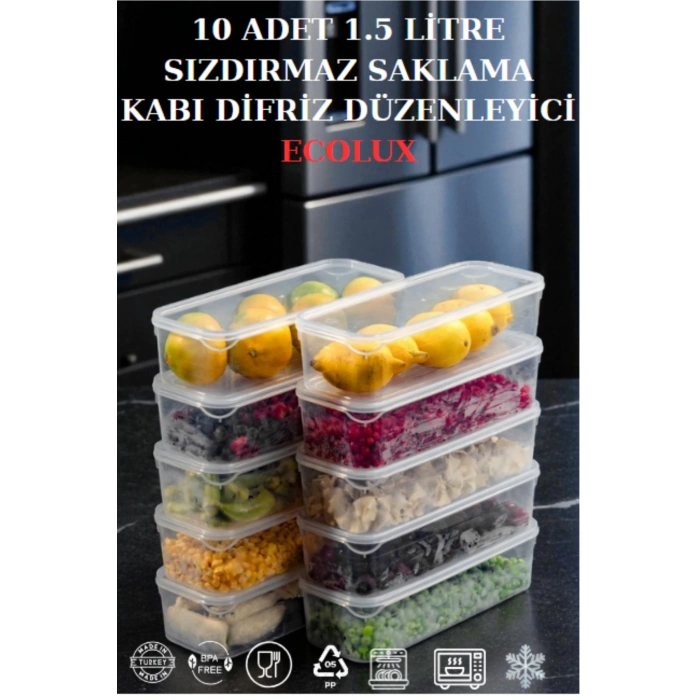 1,5 Litre 10 Adet Hava Almaz Saklama Kabı Difriz Düzenleyici Buzdolabı Düzenleyici - %100 Sızdırmaz