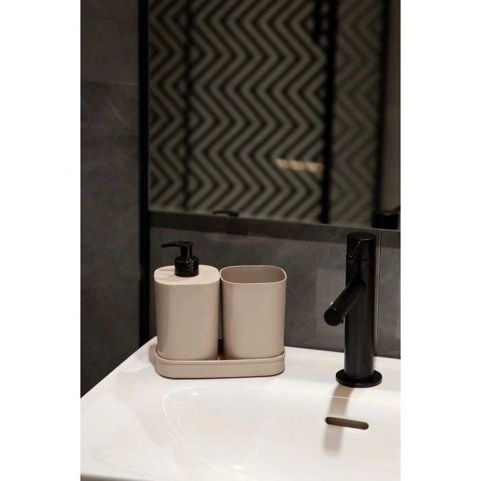 Creative 3 parça banyo seti-sıvı sabunluk-diş fırçası-süngerlik haznesi