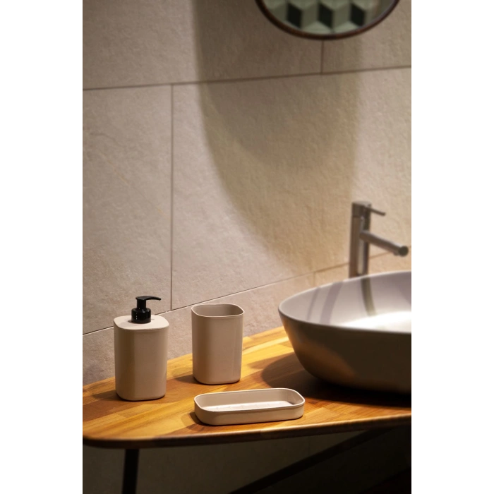 Creative 3 parça banyo seti-sıvı sabunluk-diş fırçası-süngerlik haznesi
