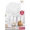 Vip Ahmet 12li 1200 ml Kare Vakum Kapaklı Saklama Kabı Erzak Kabı Dolap Düzenleyici Set