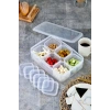 6lı Kare Tepsili Ve Bölmeli Kapaklı Çizgili Vakumlu Kahvaltılık Seti