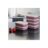 3 Adet  Özel Tasarım Kapaklı Shell Storage Box- Saklama Kabı - Kahvaltılık Seti - 600 ml - PEMBE