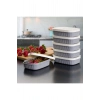 3 Adet  Özel Tasarım Kapaklı Shell Storage Box- Saklama Kabı - Kahvaltılık Seti - 600 ml - GRİ