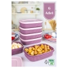 6 Adet  Özel Tasarım Kapaklı Shell Storage Box- Saklama Kabı - Kahvaltılık Seti - 600 ml - PEMBE