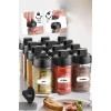 6 Adet Kilitllenebilir Kapaklı Kapağı Kendinden Kaşıklı Baharatlık Seti 300 ml Etiketli Cam Takımı
