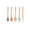 5 Adet Renkli Bambu Saplı Silikon Uçlu Spatula Fırçalı Kaşık Seti | 5li Silikon Spatula Seti