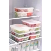 10 Adet 4 Bölmeli Dondurulmuş Öğünlük Et Ve Sebze Saklama Kabı - Buzluk Kıyma Kutusu -1000 ML