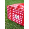 Yalıtımlı Termal Piknik Çantası Kırmızı Pötikare Kulplu Soğuk Taşıma Çantası 35x20x20cm