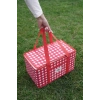 Yalıtımlı Termal Piknik Çantası Kırmızı Pötikare Kulplu Soğuk Taşıma Çantası 35x20x20cm