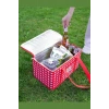 Yalıtımlı Termal Piknik Çantası Kırmızı Pötikare Kulplu Soğuk Taşıma Çantası 35x20x20cm