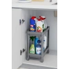 2 Katlı Tekerlekli Düzenleyici Raf Beyaz Banyo Dolabı, Mutfak Tezgah ve Evye Altı Deterjanlık GRİ