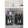 2 ADET Tekerlekli Düzenleyici Raf Beyaz Banyo Dolabı, Mutfak Tezgah ve Evye Altı Deterjanlık SİYAH