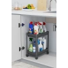2 Katlı Tekerlekli Düzenleyici Raf Beyaz Banyo Dolabı, Mutfak Tezgah ve Evye Altı Deterjanlık SİYAH