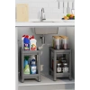 2 Adet Tekerlekli Düzenleyici Raf Beyaz Banyo Dolabı, Mutfak Tezgah ve Evye Altı Deterjanlık GRİ