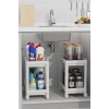 2 ADET Tekerlekli Düzenleyici Raf Beyaz Banyo Dolabı, Mutfak Tezgah ve Evye Altı Deterjanlık BEYAZ
