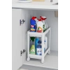 2 ADET Tekerlekli Düzenleyici Raf Beyaz Banyo Dolabı, Mutfak Tezgah ve Evye Altı Deterjanlık BEYAZ