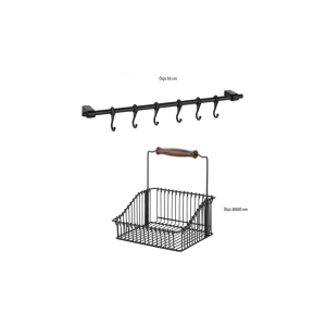 Siyah Ferforje Metal Sepet  20*20 Ve 53 cm Askı
