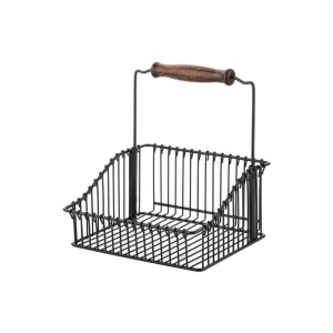 Bıp Ahmet Ferforje Metal Ahşap Saplı Mutfak Sepeti 20x20cm Siyah Vp-920