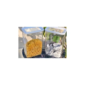 Sert Plastik 2 Adet 2900 Ml Vakumlu Hava Almaz Dikdörtgen Saklama Kabı